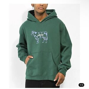 Obey Cow Extra Heavy Green Hoodie